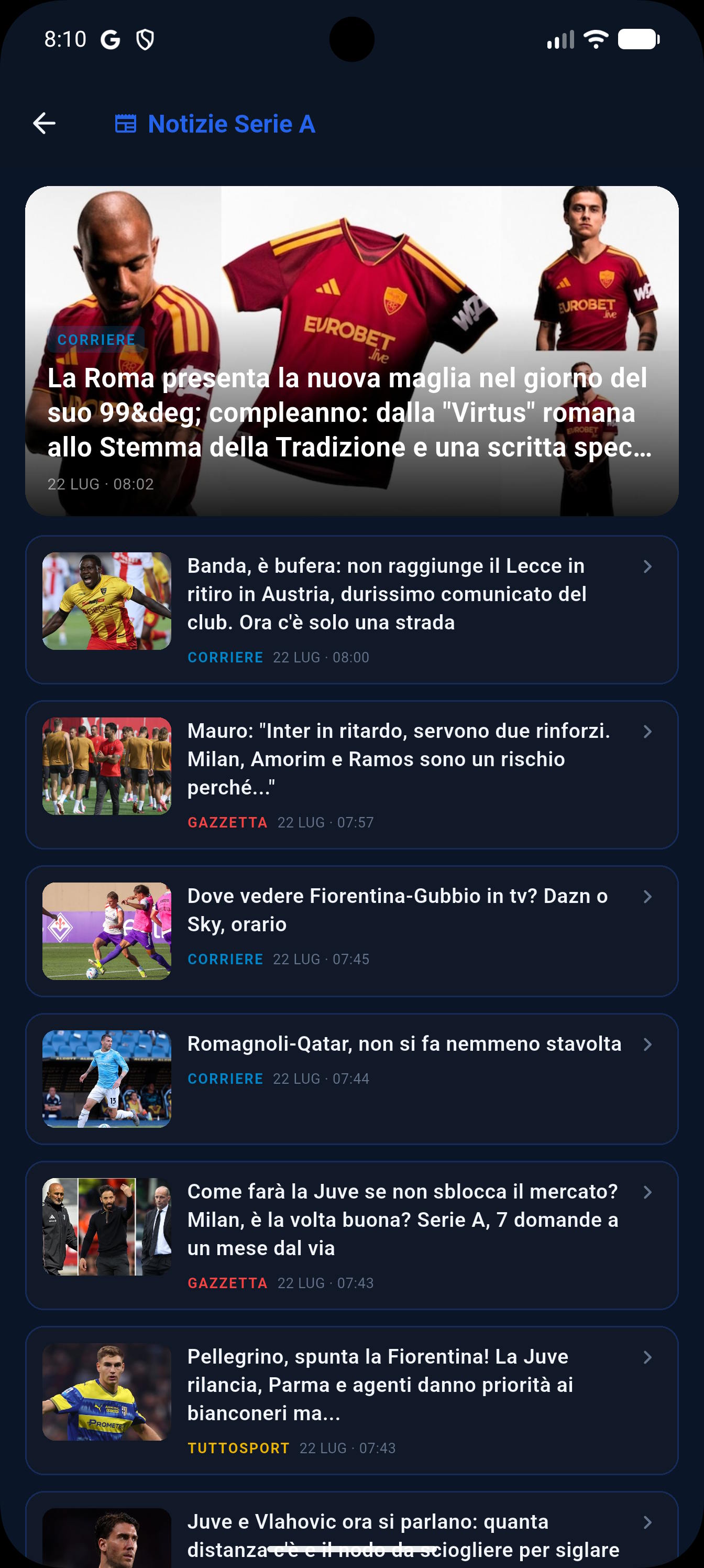 Schermata app FantaBit